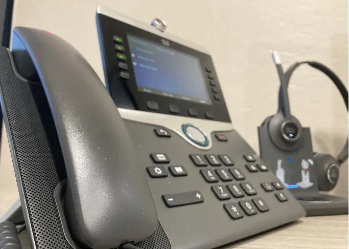 VoIP Phone and headset in Tempe Office