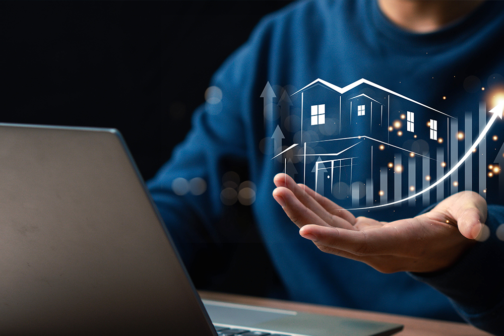 Real Estate Broker presenting and advised to model home and building project detail in the office